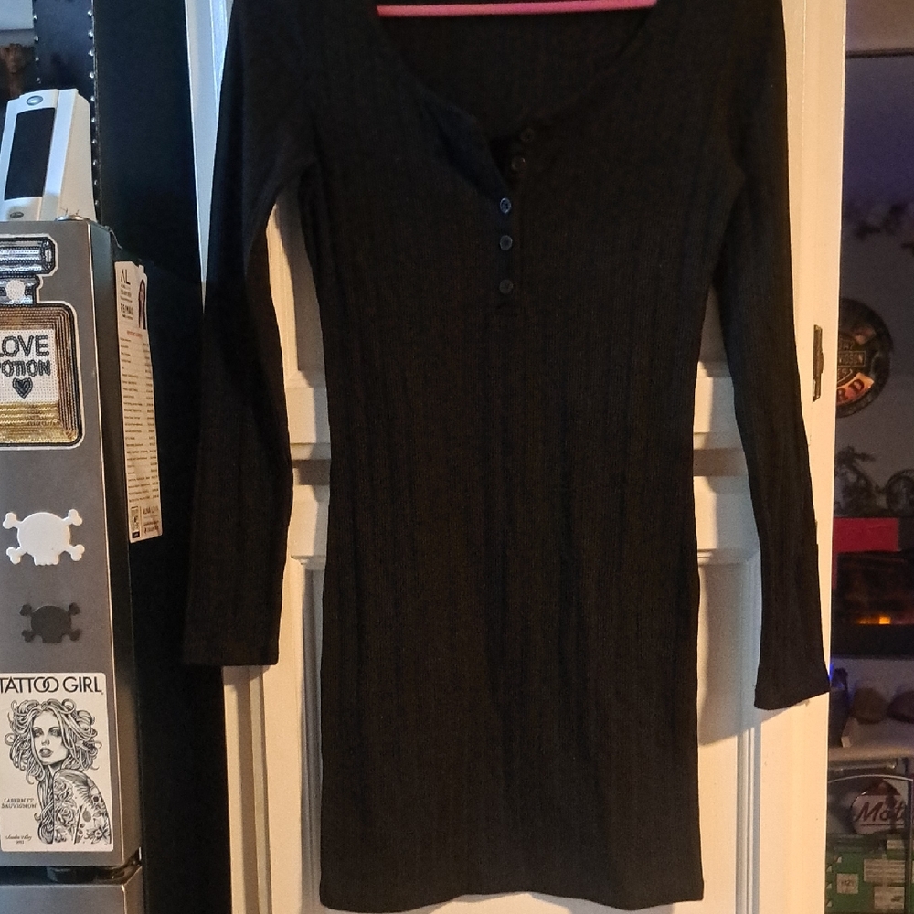 Forever 21 Charcoal Long Sleeve Dress